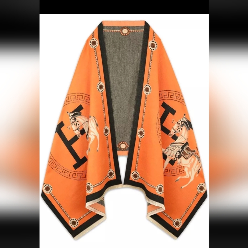 Elegant Beige and Orange Women's Shawl